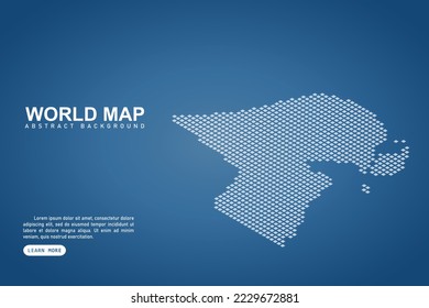 Mapa de Kuwait - Mapa mundial de la plantilla vectorial internacional con píxeles isométricos superior y blanco, rejilla, grueso, estilo de medio tono aislado en fondo azul para el diseño, web - Ilustración vectorial eps 10