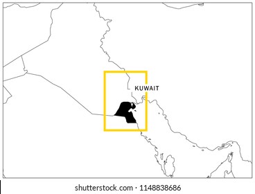 Kuwait map yellow frame geography national 