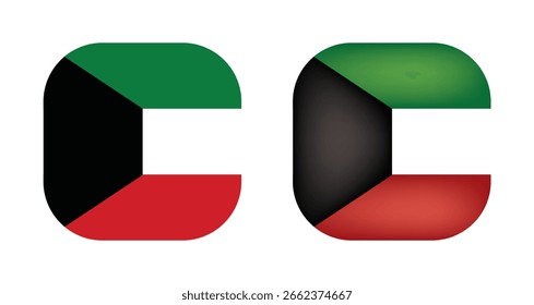 kuwait minimalist flag flat color square button icon vector image