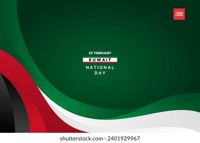 Kuwait National Day 25th February with flag wave background