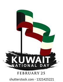 Kuwait National Day. Arabic Text Translation: Our National Day. February 25-26.Vector Illustration. The Flag. 