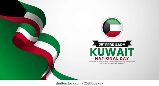 Kuwait National Day Banner Background for Poster, Greeting Card with blank space area