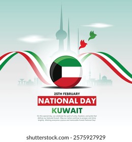 Kuwait national day celebrate every year on 25th February with flags. Vector illustration design. 64th national day.