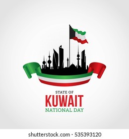 Kuwait National Day Celebration Vector Illustration.