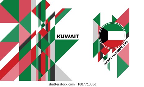 Kuwait National day with kuwait emblem flag and polygonal background design. perfect template for kuwait or UAE national day.