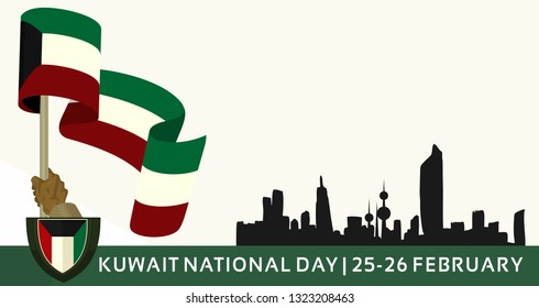 Kuwait National Day. February 25-26. The Flag of Kuwait. Template Design. Vector Illustration.