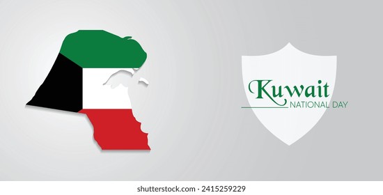 Kuwait National Day Fahnenkarte 25 Februar Vektor Poster