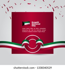 Kuwait National Day Flag Vector Template Design Illustration