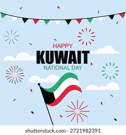 kuwait national day  flags flat design

