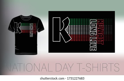 Kuwait National Day Graphic T shirt  Designs Black