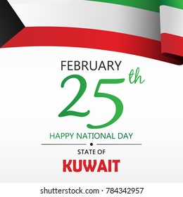 Kuwait National Day Header, poster or banner Background Vector illustration celebration 25-26 February Festive icon with national flag and decoration