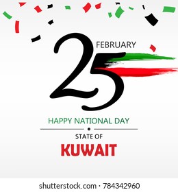 Kuwait National Day Header, poster or banner Background Vector illustration celebration 25-26 February Festive icon with national flag and decoration