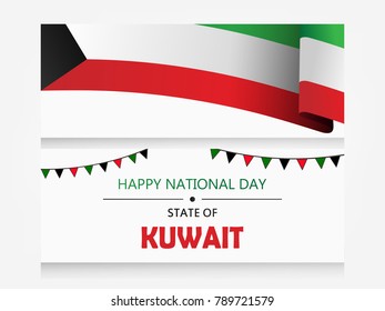 Kuwait National Day Header, poster or banner Background Vector illustration celebration 25-26 February Festive icon with national flag and decoration