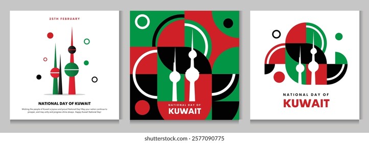 Kuwait national day set, famous architectures, specialties in flat design. Business travel and tourism concept clipart. Image for presentation, banner, website, advert, flyer, icons