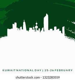 Kuwait National Day. Skyline of Capital City. February 25-26. Vector Logo Illustration. 