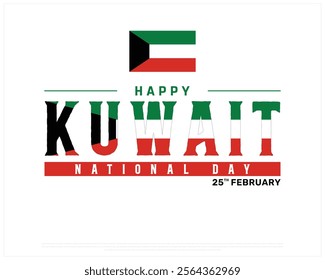 KUWAIT National Day vector design on a white background with national flag, Typographic Design of KUWAIT National Day, KUWAIT flag typography, Kuwait national flag