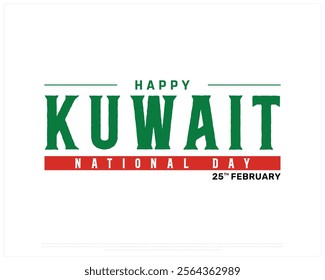 KUWAIT National Day vector design on a white background, Typographic Design of KUWAIT National Day, KUWAIT typography