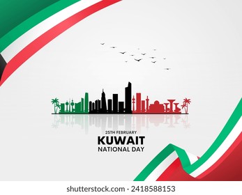 celebración de la ilustración del vector del día nacional de kuwait el 25 de febrero.