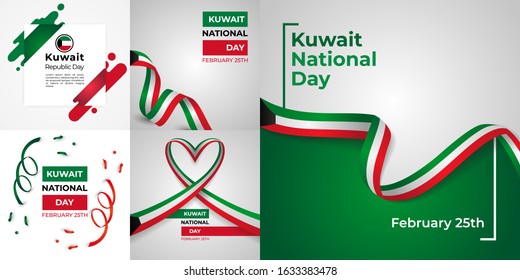 Kuwait National Day Vector Template Design Illustration Set