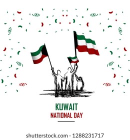 kuwait national day with white background, or independence day - vector