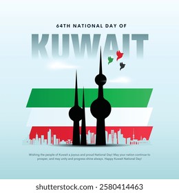 Kuwait national day25th February with flags. vector illustration design