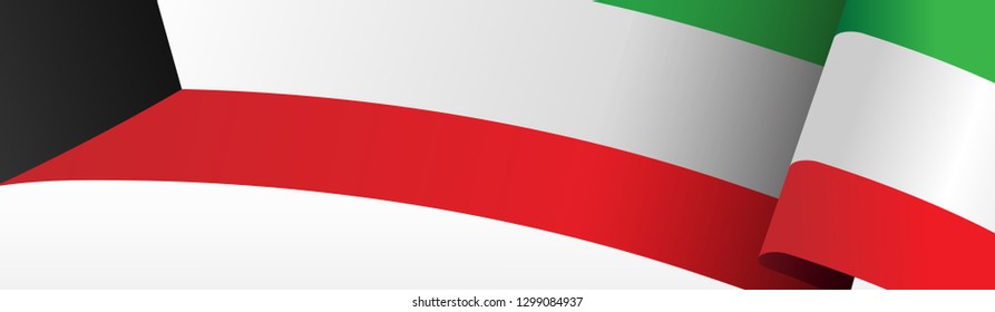 Kuwait National Flag design based on Grungy background for Happy Kuwait National Day.
