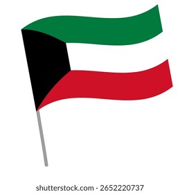 Bandeira nacional do Kuwait flutua com mastro