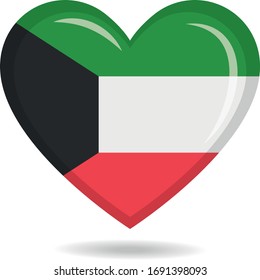 Kuwait national flag in heart shape vector illustration