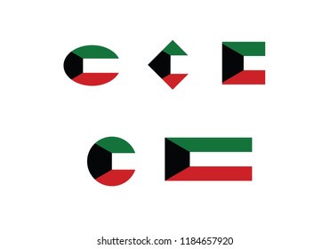 Kuwait national flag set country emblem state symbol