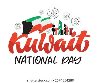 Kuwait nationsl day. Cute hand drawn doodle lettering quote. Lettering for t-shirt design, mug print, bag print, clothes fashion. 100% hand drawn vector image.