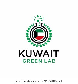 Kuwait Nature Lab Logo Design Concept Vector. Creative Lab with leaf Logo Template. Icon Symbol