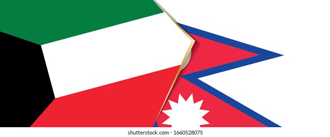 Kuwait and Nepal flags, two vector flags symbol of relationship or confrontation.