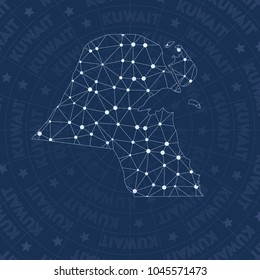 Kuwait network style country map. Perfect space style, modern design for infographics or presentation.