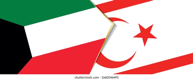 Kuwait and Northern Cyprus flags, two vector flags symbol of relationship or confrontation.