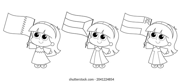 Kuwait , Oman and Qatar National Day Celebration , coloring page activity 
