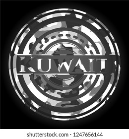 Kuwait on grey camouflage texture