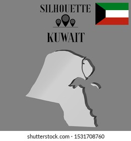 Kuwait outline world map silhouette vector illustration, creative design background, national country flag, design element, symbols from countries all continents set. 