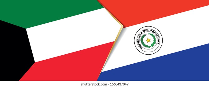 Kuwait and Paraguay flags, two vector flags symbol of relationship or confrontation.