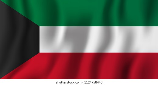 Kuwait realistic waving flag vector illustration. National country background symbol. Independence day.