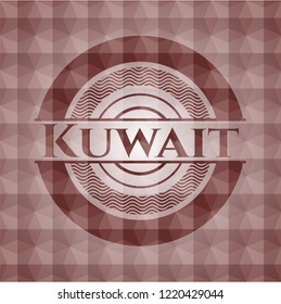 Kuwait red seamless emblem or badge with geometric pattern background.