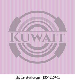 Kuwait retro style pink emblem. Vector Illustration. Detailed.