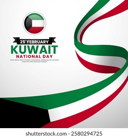 Kuwait ribbon flag for Independence day or National day. Suitable for social media, banner, greeting card