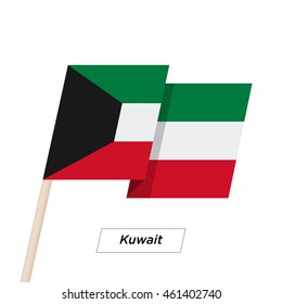 Kuwait Ribbon Waving Flag Isolated on White. Vector Illustration. Kuwait Flag with Sharp Corners