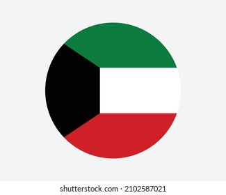 Kuwait Round Country Flag. Kuwaiti Circle National Flag. State of Kuwait Circular Shape Button Banner. EPS Vector Illustration. svg