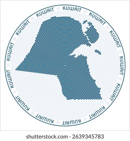 Kuwait round logo design. Country shape built of rings. Kuwait text around the country. Vector illustration.