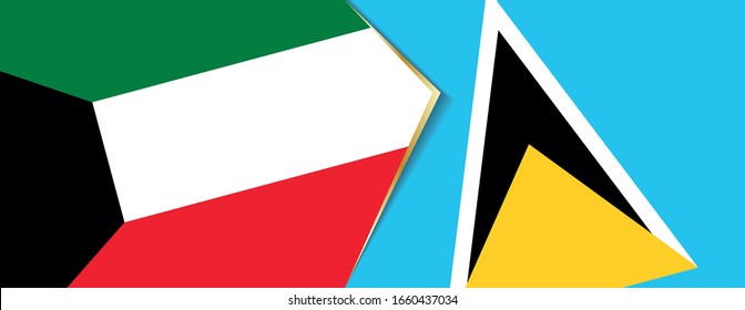 Kuwait and Saint Lucia flags, two vector flags symbol of relationship or confrontation.