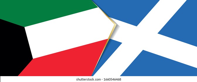 Kuwait and Scotland flags, two vector flags symbol of relationship or confrontation.