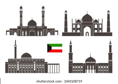 Kuwait set. Isolated Kuwait architecture on white background

