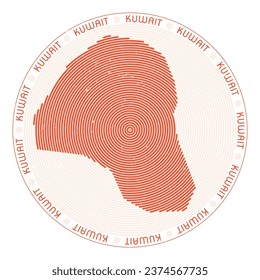 Kuwait shape radial arcs. Country round icon. Kuwait logo design poster. Radiant vector illustration.