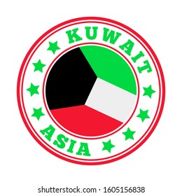 Kuwait sign. Round country logo with flag of Kuwait. Vector illustration.